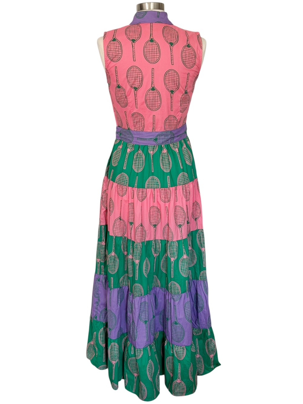 Boden Multi Tiered Shirt Maxi Dress Tennis Print Size US 4 - Picture 9 of 12